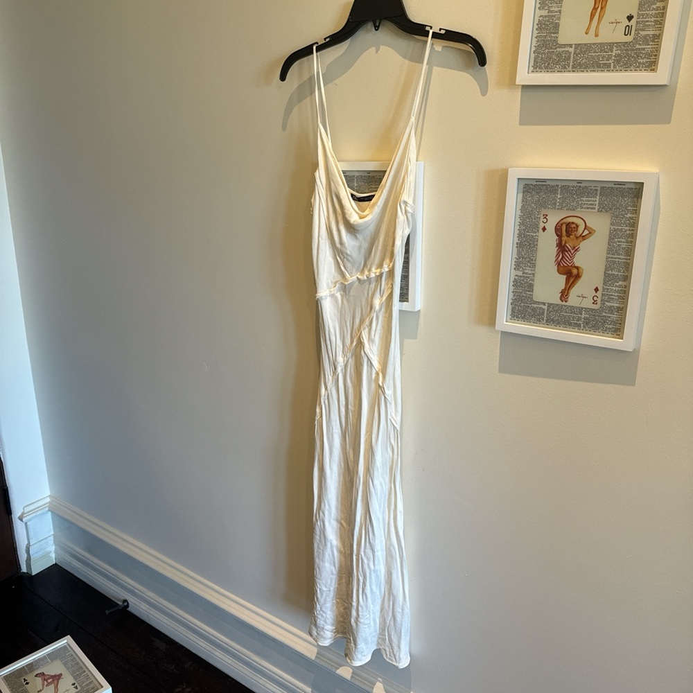 zara off white slip dress.